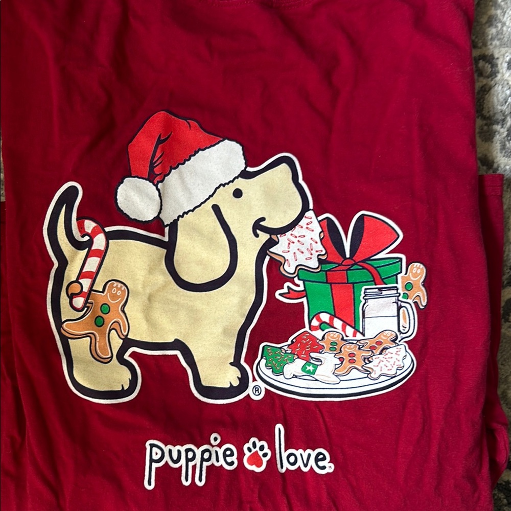 Red and Cream Cartoon Dog Top